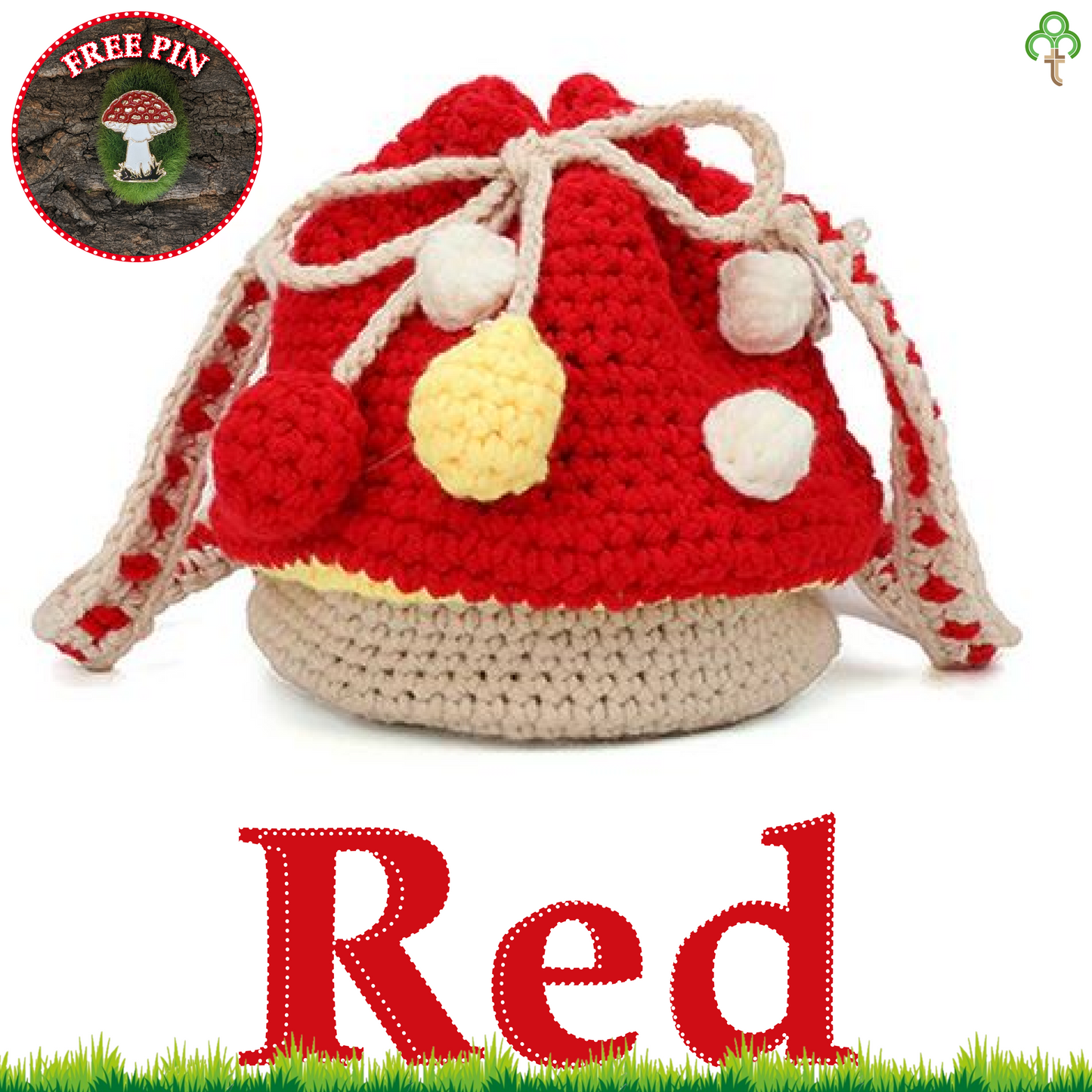 Three Tree Crafts Handbags Hand Knit Mushroom Handbag Red