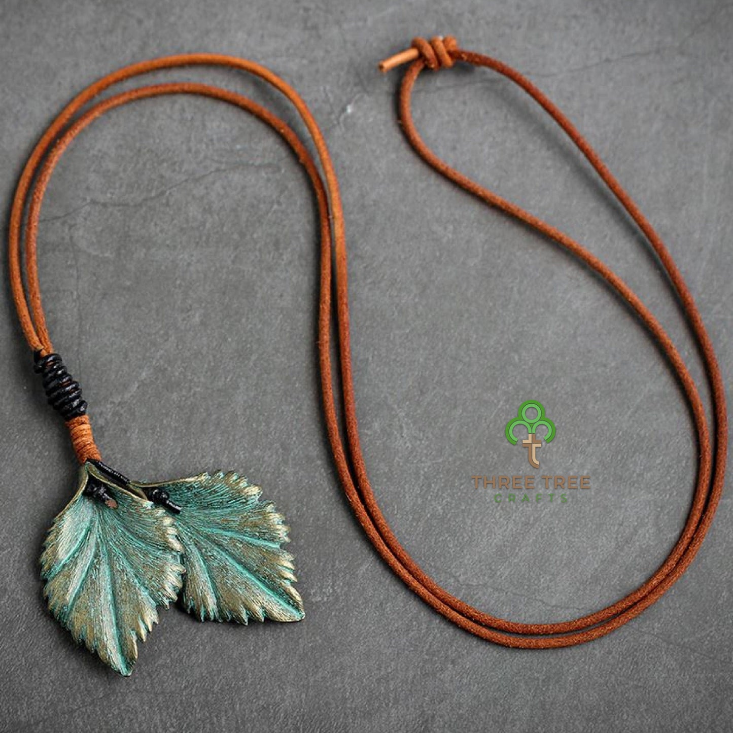 Three Tree Crafts Necklaces & Keychains Double Leaf Necklace